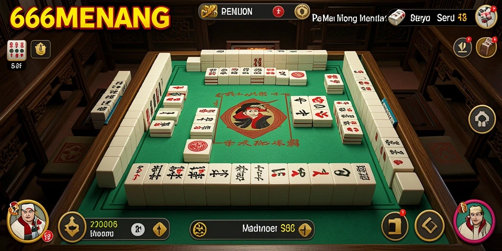 Tangkapan layar gameplay 666MENANG menampilkan suasana permainan Mahjong yang mendebarkan.