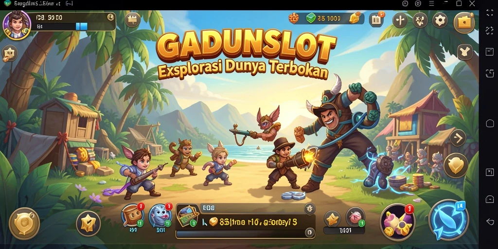 Tangkapan layar gameplay GADUNSLOT yang menunjukkan eksplorasi dunia terbuka.