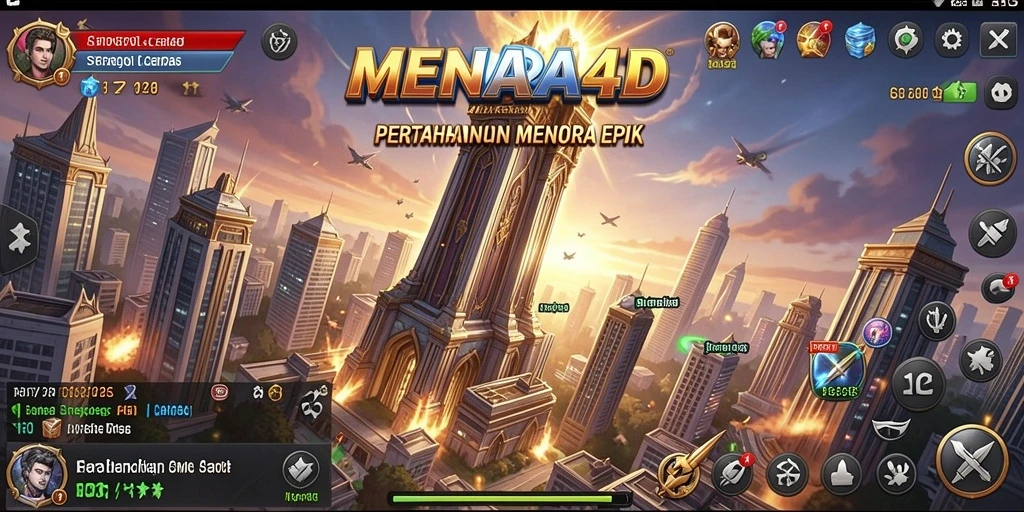 Screenshot MENARA4D menampilkan aksi seru dalam pertahanan menara.