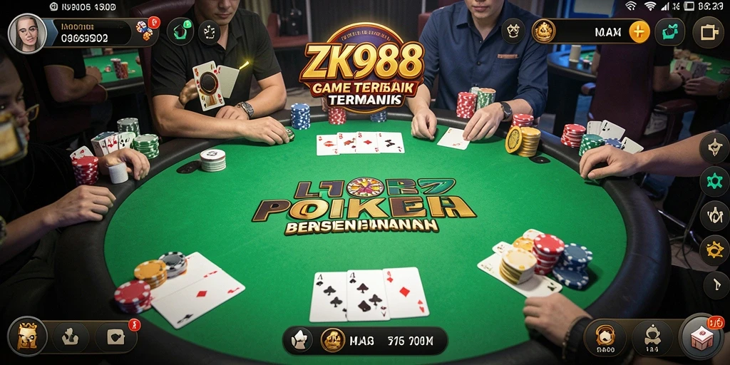 Tampilan menarik gameplay Poker dalam ZK988 yang memikat.